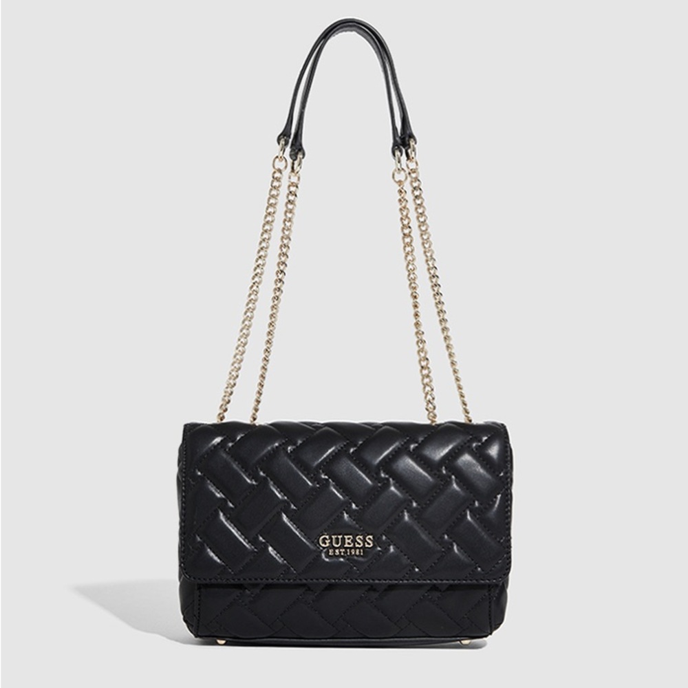 GUESS Black Shoulder Bag with Gold Chain